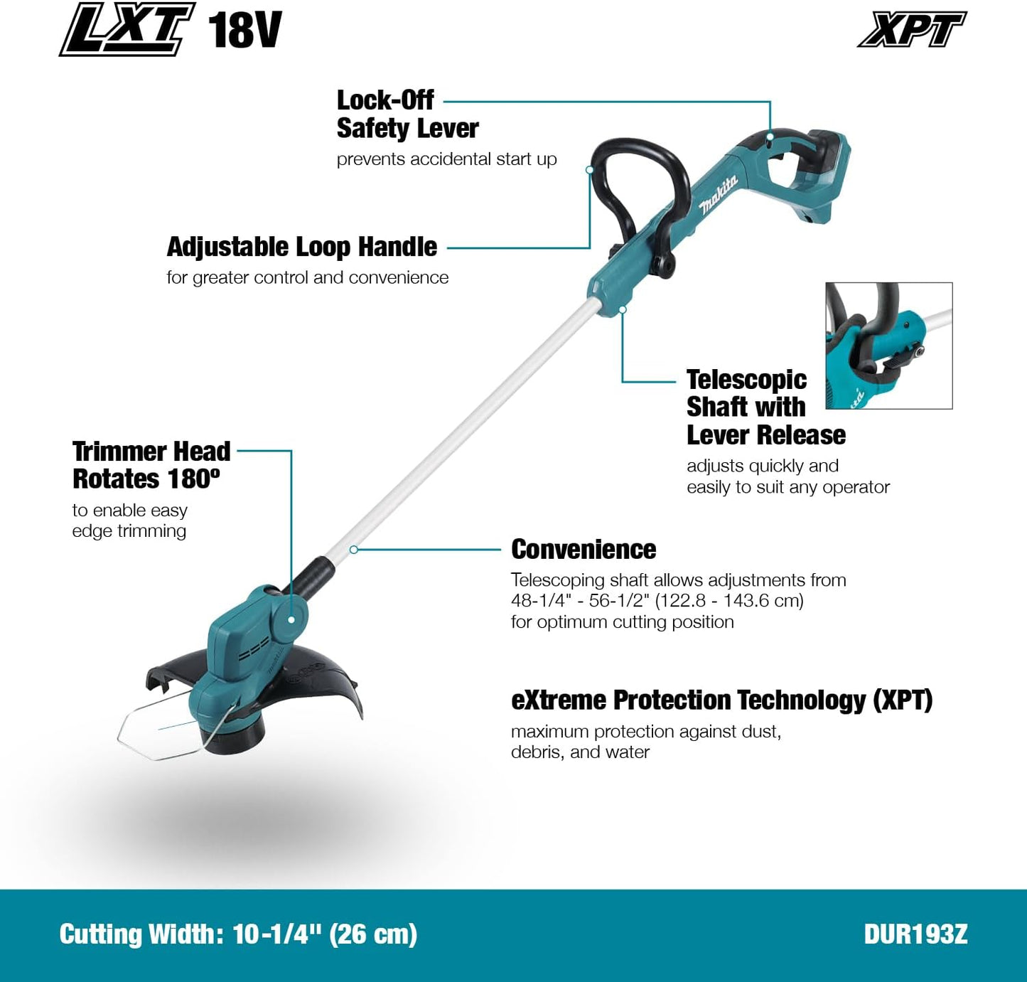 Makita DUR193Z 18V LXT Cordless Grass Trimmer – Tool Only