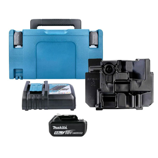 Makita 18V Power Kit – Includes 5.0Ah Battery, Rapid Charger, Type 3 Connector Case, and Custom Inlay